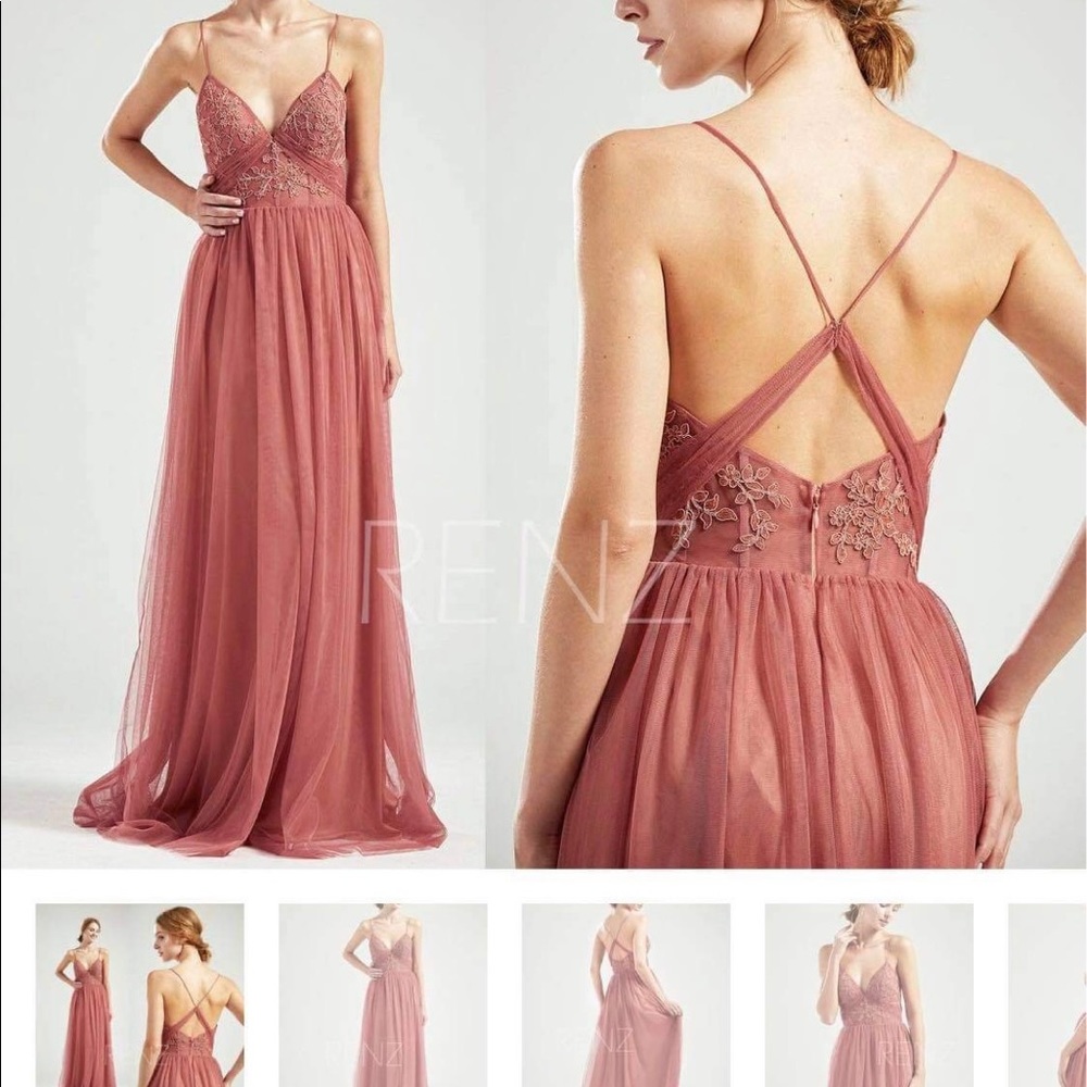 Pink “Canyon Rose” Boho Lace Bridesmaid Dress